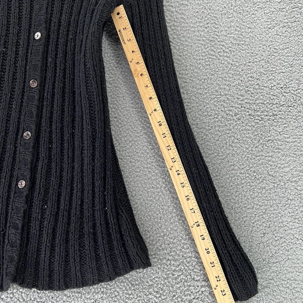 Free People‎ Button Down Cardigan Sweater Womens Medium Black Soft Stretch Fall - Picture 8 of 12